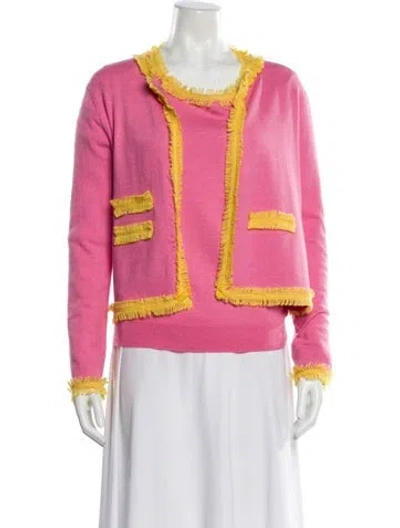 Pre-owned Altuzarra Silk Fringe Trim Accent Set In Pink