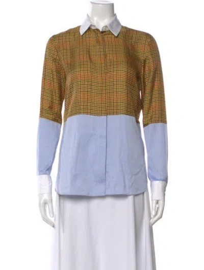 Pre-owned Altuzarra Silk Houndstooth Print Blouse In Multi