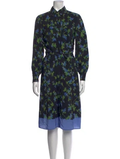 Pre-owned Altuzarra Silk Knee-length Dress In Black/blue