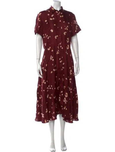 Pre-owned Altuzarra Silk Midi Length Dress In Burgundy