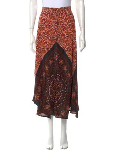 Pre-owned Altuzarra Silk Midi Length Skirt In Orange