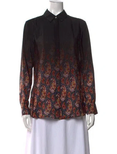 Pre-owned Altuzarra Silk Paisley Print Blouse In Black