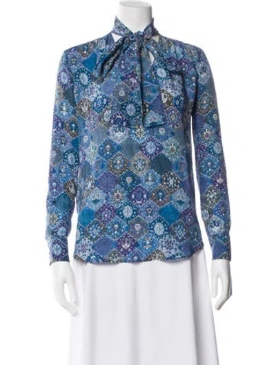 Pre-owned Altuzarra Silk Patterned Blouse In Blue