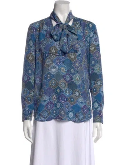Pre-owned Altuzarra Silk Patterned Blouse In Blue