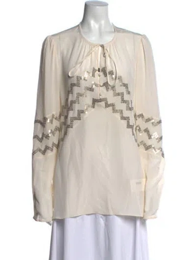 Pre-owned Altuzarra Silk Patterned Blouse In Neutrals