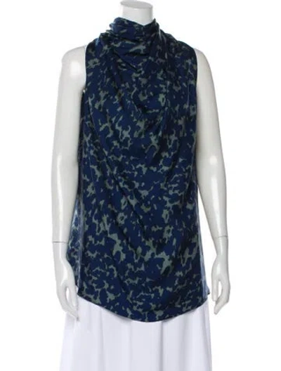 Pre-owned Altuzarra Silk Patterned Blouse W/ Tags In Blue