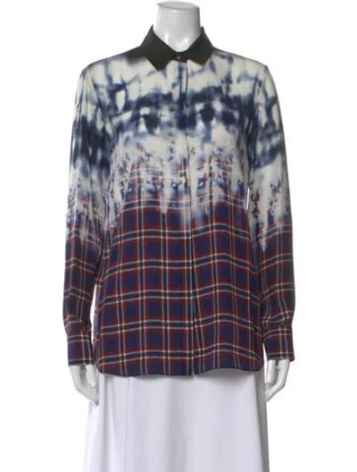 Pre-owned Altuzarra Silk Plaid Print Blouse In Blue