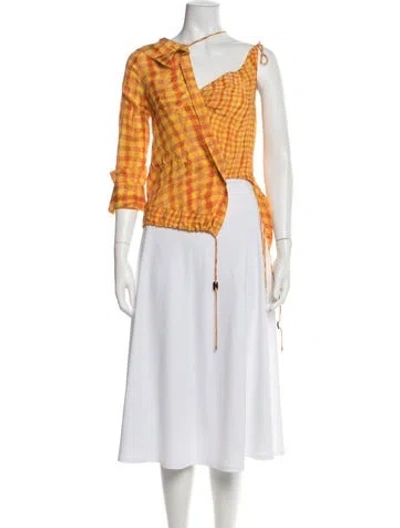 Pre-owned Altuzarra Silk Plaid Print Blouse In Multi