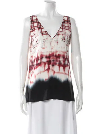 Pre-owned Altuzarra Silk Plaid Print Top In White
