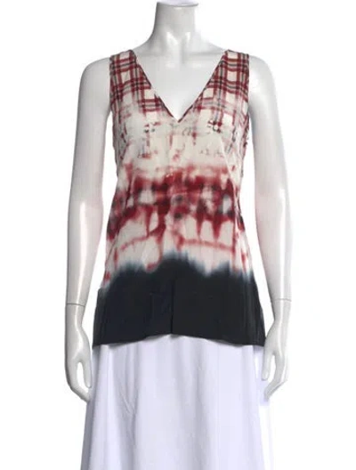 Pre-owned Altuzarra Silk Plaid Print Top In White