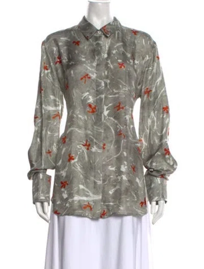Pre-owned Altuzarra Silk Printed Blouse W/ Tags In Grey