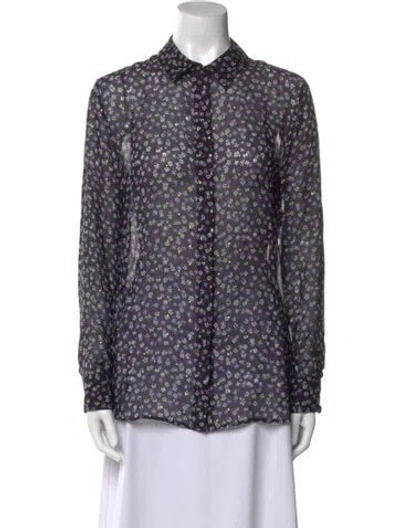 Pre-owned Altuzarra Silk Printed Button-up Top In Purple