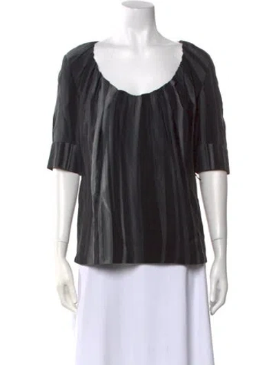 Pre-owned Altuzarra Silk Scoop Neck Blouse In Black