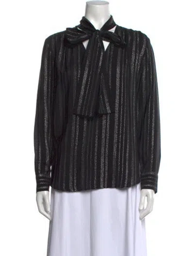Pre-owned Altuzarra Silk Striped Blouse In Black