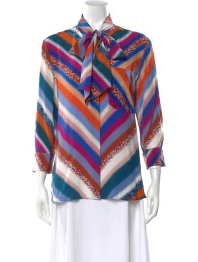 Pre-owned Altuzarra Silk Striped Blouse In Blue