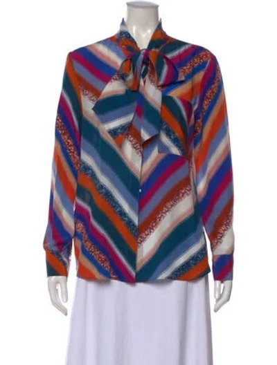 Pre-owned Altuzarra Silk Striped Blouse In Blue