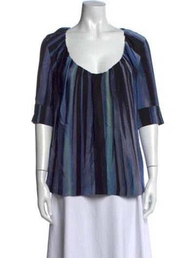 Pre-owned Altuzarra Silk Striped Blouse In Blue