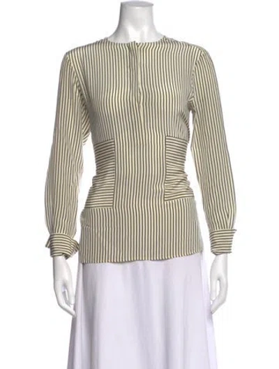 Pre-owned Altuzarra Silk Striped Blouse In Neutrals