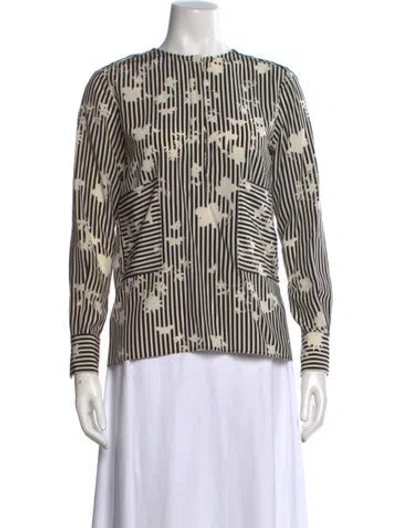 Pre-owned Altuzarra Silk Striped Blouse In White