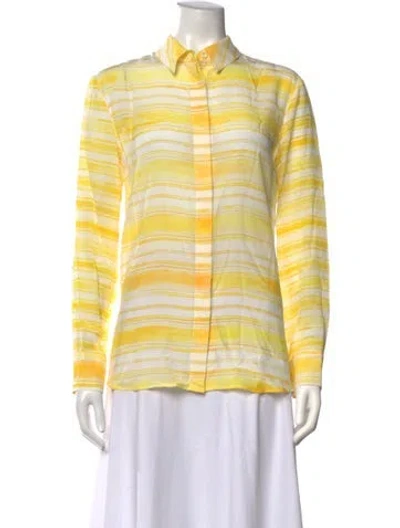 Pre-owned Altuzarra Silk Striped Blouse In Yellow