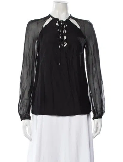 Pre-owned Altuzarra Silk Tie Neck Blouse In Black