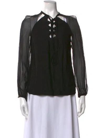 Pre-owned Altuzarra Silk Tie Neck Blouse In Black