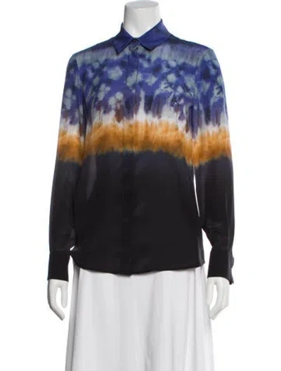 Pre-owned Altuzarra Silk Tie-dye Print Blouse In Blue