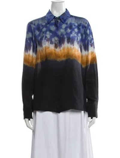 Pre-owned Altuzarra Silk Tie-dye Print Blouse In Blue