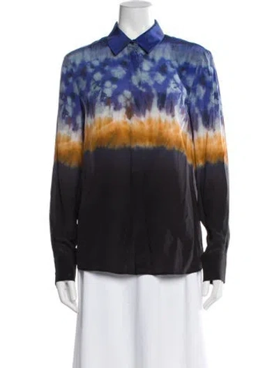 Pre-owned Altuzarra Silk Tie-dye Print Blouse In Blue