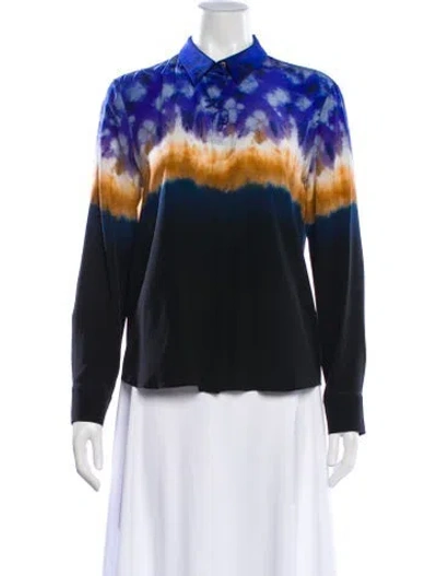 Pre-owned Altuzarra Silk Tie-dye Print Blouse In Blue