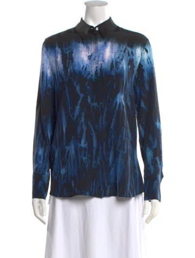 Pre-owned Altuzarra Silk Tie-dye Print Blouse In Blue
