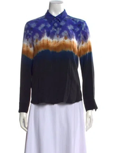 Pre-owned Altuzarra Silk Tie-dye Print Blouse In Blue