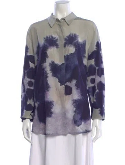 Pre-owned Altuzarra Silk Tie-dye Print Blouse In Purple