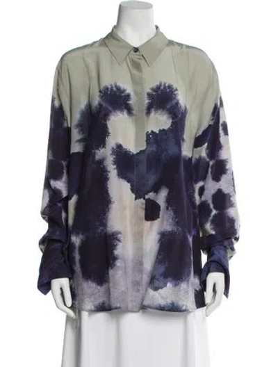 Pre-owned Altuzarra Silk Tie-dye Print Blouse In Purple