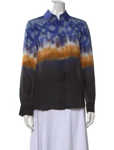 Pre-owned Altuzarra Silk Tie-dye Print Blouse W/ Tags In Blue
