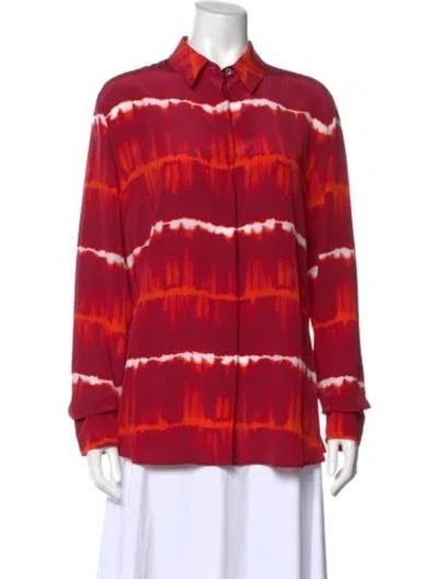 Pre-owned Altuzarra Silk Tie-dye Print Blouse W/ Tags In Red