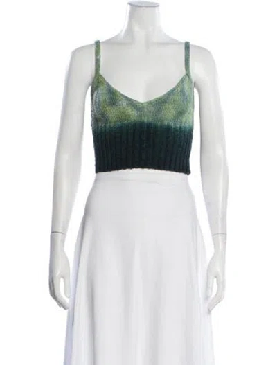 Pre-owned Altuzarra Silk Tie-dye Print Crop Top In Green