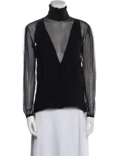 Pre-owned Altuzarra Silk Turtleneck Blouse In Black