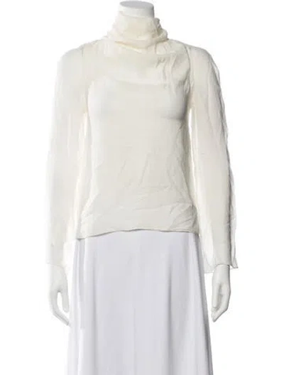 Pre-owned Altuzarra Silk Turtleneck Blouse In Neutrals