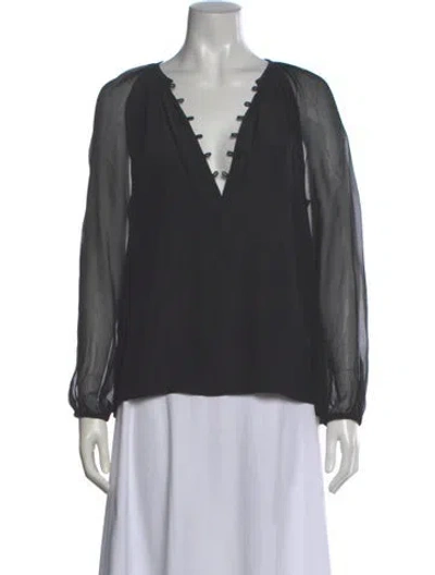 Pre-owned Altuzarra Silk V-neck Blouse In Gray
