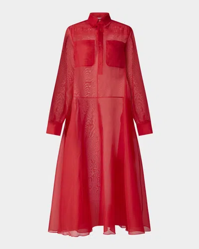 ALTUZARRA SISSY LONG-SLEEVE SILK SHIRTDRESS