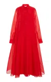 Altuzarra Sissy Silk Organza Midi Shirt Dress In Red