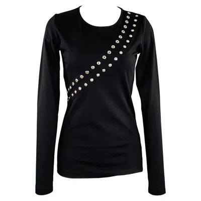 Pre-owned Altuzarra Size Xs Black Viscose Blend Snaps Studded Crew Neck Pullover