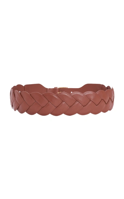 Altuzarra Skinny Braided Leather Belt In Brown