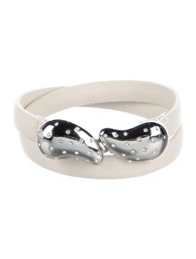 Pre-owned Altuzarra Skinny Leather Waist Belt In White