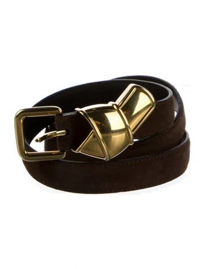 Pre-owned Altuzarra Skinny Suede Belt In Brown