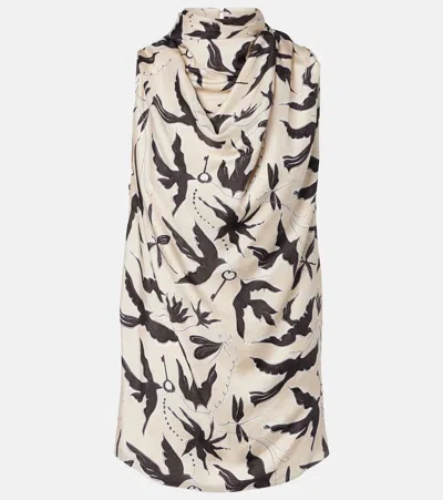 Altuzarra Sleary Draped Printed Silk Top In Neutral
