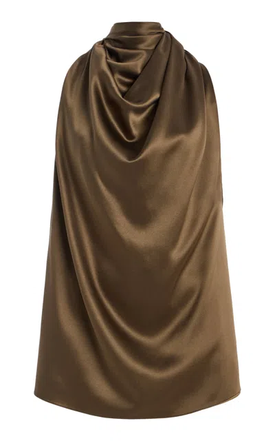 Altuzarra Sleary Draped Silk Top In Olive