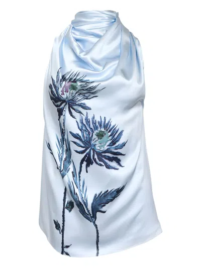 Altuzarra Draped Floral-print Silk-satin Top In Animal Print