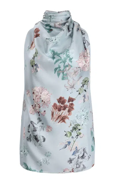 Altuzarra Sleary Floral-printed Silk Top In Blue